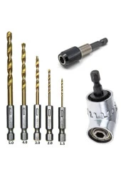 Depolife Altıgen 1/4 Hex Bit Uzatma Adaptörü 5li Titanyum Matkap Ucu Seti Köşe Delme Vidalama Aparatı 6gen thumbnail 1