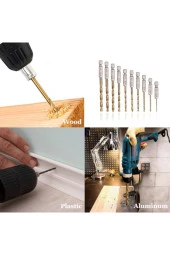 Depolife Hss Çelik Titanyum Kaplı Matkap Uç Seti 10 Parça Altıgen Saplı 1/4 Hex Ahşap Metal Uç Takımı thumbnail 2