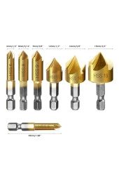 Depolife Hss Pah Havşa Delik Açıcı Matkap Ucu 1/4 Hex Saplı Kesici Takım Pnömatik 6mm-19mm 6 Adet Set thumbnail 2