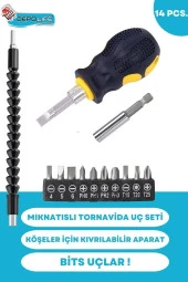 Tornavida Uç Seti Mıknatıslı Uzatma Köşe Kör Vidalama Esnek Hortum Altıgen Bits Körüklü Bükülebilir thumbnail 1