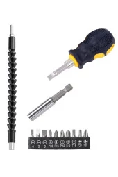 Depolife Tornavida Uç Seti Mıknatıslı Uztma Köşe Kör Vidalama Esnek Uzatma Hortumu Altıgen Bits 14 Parça thumbnail 1