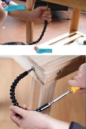 Tornavida Uç Seti Mıknatıslı Uzatma Köşe Kör Vidalama Esnek Hortum Altıgen Bits Körüklü Bükülebilir thumbnail 2