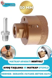 50 Mm Granit Mermer Fayans Beton Taş Delme Panç Canavar Spiral Avuç Taşlama Matkap Uyumlu M14 Aparat thumbnail 1