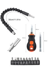 Depolife Tornavida Uç Seti Mıknatıslı Uztma Köşe Kör Vidalama Esnek Uzatma Hortumu Altıgen Bits 14 Parça thumbnail 3