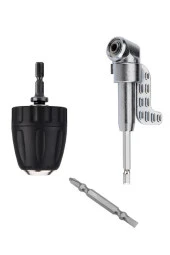 Depolife Mandrenli Köşe Vidalama Delme Kör Nokta Aparatı 1/4 Hex Matkap Vidalama Adaptörü Altıgen Saplı 3lü thumbnail 1