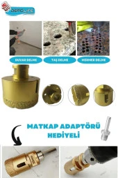 Depolife 45 Mm Granit Mermer Fayans Beton Taş Delme Panç Canavar Spiral Avuç Taşlama Matkap Uyumlu M14 Aparat - 2