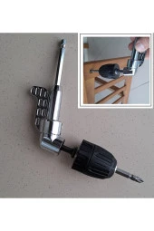 Depolife Mandrenli Köşe Vidalama Delme Kör Nokta Aparatı 1/4 Hex Matkap Vidalama Adaptörü Altıgen Saplı 3lü thumbnail 3