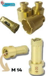 10 Mm Granit Mermer Seramik Fayans Beton Taş Delme Panç Spiral Avuç Taşlama Matkap Uyumlu M14 Aparat thumbnail 3