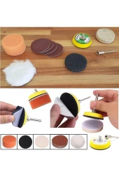 Depolife Dremel Proxxon Makineleri Için Polisaj Seti Cırtlı Taban Yün Keçe Zımpara Bone Skoch Sünger 16 Pcs - 1