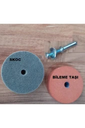 Depolife Matkap Adaptörlü Bileme Temizleme Parlatma Polisaj Disk Seti Skoc Değirmen Taşı Adaptör 3 Lü Set - 2