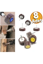 Depolife Flap Disk Taşlama Parlatma mini disk seti matkap gravür için Alüminyum Oksit 8 adet mini Zımpara - 1