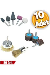 Depolife Matkap için zımpara taşı çelik tel fırça mop yaprak zımpara 10lu set zımparalama bileme pas temizle - 1