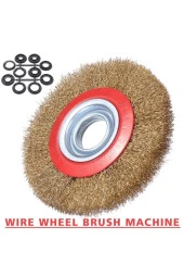 Depolife Taşlama Motoru Çelik Fırçası 150mm Spiral Sarı Tel Fırça Kir Pas Yağ Sökme Parlatma Fırçası - 1