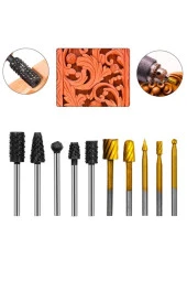 Depolife Mini Gravür Makinası Için Ahşap Oyma Törpüleme Delme Eğe Freze Uç Seti Kalıpçı 11 Parça Kalıpçı - 1