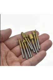 Depolife Titanyum Kaplı Freze Uç Seti 10 Parça Dremel Kalıpçı Uyumlu 3 Mm Şaft Freze Ahşap Oyma Set - 2