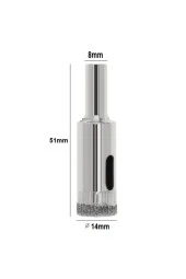 Depolife Mermer Granit Fayans Porselen Cam 14mm Yuvarlak Delme Pancı Elmas Uçlu Delik Açma Karot Matkap Ucu - 2