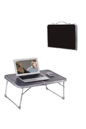Depolife Pratik Katlanır Çantlı Kamp Masası 60x40cm Siyah Laptop Bilgisayar Çalışma Alüminyum - 1