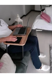 Depolife Servis Çalışma Yemek Sehpası Bilgisayar Notebook Laptop Çalışma Masası Pratik Katlanır Ayaklı - 1