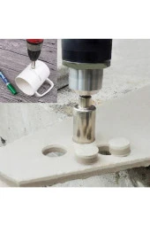Depolife Mermer Granit Fayans Porselen Cam 14mm Yuvarlak Delme Pancı Elmas Uçlu Delik Açma Karot Matkap Ucu - 3