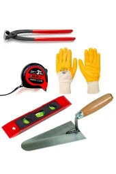 Depolife Inşaatcı Harç Sıvacı Malası 28cm Betoncu Kerpeteni Su Terazisi 3 Metre Eldiven Set - 1