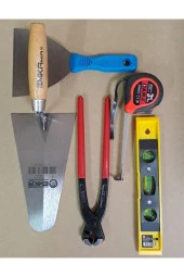 Depolife Inşaatcı Için Çelik Harç Sıvacı Malası Betoncu Kerpeteni Su Terazisi 3 Metre Spatula Seti - 1