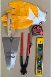 Depolife Inşaatcı Harç Sıvacı Malası 28cm Betoncu Kerpeteni Su Terazisi 3 Metre Eldiven Set - 2
