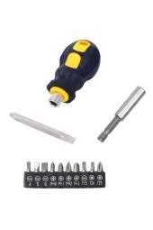 Depolife Tombul Kısa Tornavida Seti 13 Parçalı Bits Uzatma Seti 1/4 Hex Yıldız Düz - 1
