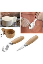 Depolife Ahşap Oyma Alet Seti Kaşık Kuksa Oyma Şekillendirme Bıçak Seti 2 Parça Oval Oyma - 2