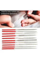 Depolife Hassas Elmaslı Eğe Seti 10 Parçalı Kuyumcu eğeleme seti 3x140mm cam saat takı işleri için ideal thumbnail 1