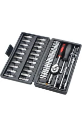 Depolife 46 Parça Mini Lokma Takımı Otomatik Cırcırlı 1/4" Wrench Set Yüksek Kalite Kombinasyon Alet Seti - 1