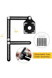 Depolife Alüminyum Alaşımlı Açı Ölçer Cetvel Ölçüm Cihazı Kontur Şablon Delik Bulucu Ayarlı Cetvel thumbnail 2