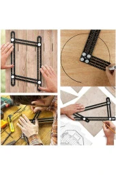 Depolife Alüminyum Alaşımlı Açı Ölçer Cetvel Ölçüm Cihazı Kontur Şablon Delik Bulucu Ayarlı Cetvel thumbnail 3