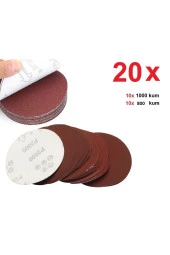 Depolife 115mm Cırt Taban 20 Adet Zımpara Takımı 1000 Kum 800 Kum Kuru Zımpara Seti Matkap Adaptörlü Polisaj thumbnail 2