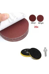 Depolife 115mm Cırt Taban 20 Adet Zımpara Takımı 1000 Kum 800 Kum Kuru Zımpara Seti Matkap Adaptörlü Polisaj thumbnail 3