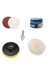 Depolife Oto Araç Kaporta Boya 115 mm Cırt Taban Pasta Cila Bone Polisaj Seti Matkap Uyumlu Zımpara - 1