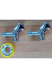 Depolife Çamasır Makinesi Musluğu Pirinç Çeşme 2 Adet Makine Çeşmesi Teflon Bant Hediyeli - 2