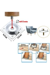 Depolife Ahşap Mobilya Ayak montajı için tablalı montaj seti 4lü set braket çekyat koltuk masa ayak montaj - 2