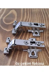 SAMET Alüminyum Düz Menteşe 2 Adet Metal Kapak Menteşesi - Mobilya Bağlantı Elemanları - 3