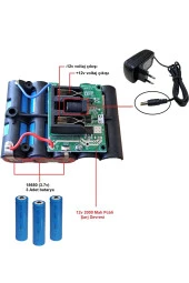 Depolife Şarjlı Batarya Grubu 3lü 18650 Li-ion Pil 12v 2000 Mah Pcbli Şarj Bms Devreli Pil Seti Okul Proje - 2