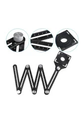 Depolife Gönye Fonksiyonlu Alüminyum Delik Ayarlayıcı Şablon Cetveli 6 Yönlü Ölçüm Cihazı Ayarlı Açılı Şablon - 1