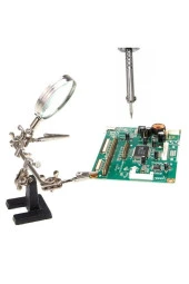 Depolife Elektronikçi Lehimleme Kıskaçlı Büyüteç Robot Kollu Mercekli Kuyumcu Mikroskop Sabitleme Standı 5x - 1