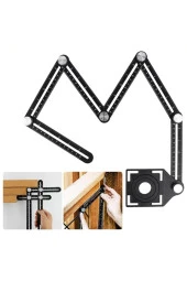 Depolife Gönye Fonksiyonlu Alüminyum Delik Ayarlayıcı Şablon Cetveli 6 Yönlü Ölçüm Cihazı Ayarlı Açılı Şablon - 2