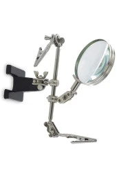 Depolife Elektronikçi Lehimleme Kıskaçlı Büyüteç Robot Kollu Mercekli Kuyumcu Mikroskop Sabitleme Standı 5x - 3