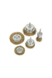 Depolife 5 Parça Pimli Matkap Için Tel Fırça Seti Prinç Kaplı Çelik Tel Fırça Silindir. Konik Set - 1