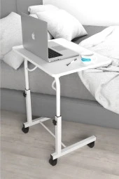 Depolife Tekerlekli Notebook Laptop Çalışma Sehpası Eğim Ve Yükseklik Ayarlı Akrobat Ders Yemek Çekyat Masası - 1