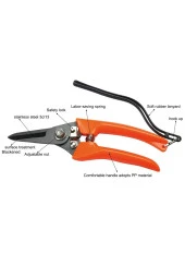 Depolife Bahçe Budama Makası Çalı Meyve Çicek Keme Yaylı Çelik Makas 150mm - 2