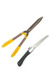 Depolife Ağaç Dal Kesme Katlanır Testere Çim Çit Ot Kesme Bahçe Düzenleme Ahşap Saplı Makası 2 Parçalı Set - 1