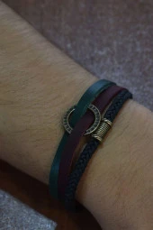 Depolife Çoklu Hakiki Deri Örmeli Erkek Bileklik - 1