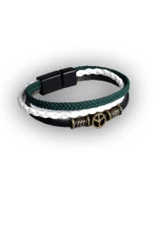 Çoklu Hakiki Deri Örmeli Erkek Bileklik - 1