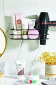Paslanmaz Çelik Yapışkanlı Fönlü Duvar Rafı & Organizer & Banyo Duş Askısı - 2